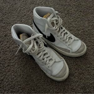 White and Black High-Top Sneakers